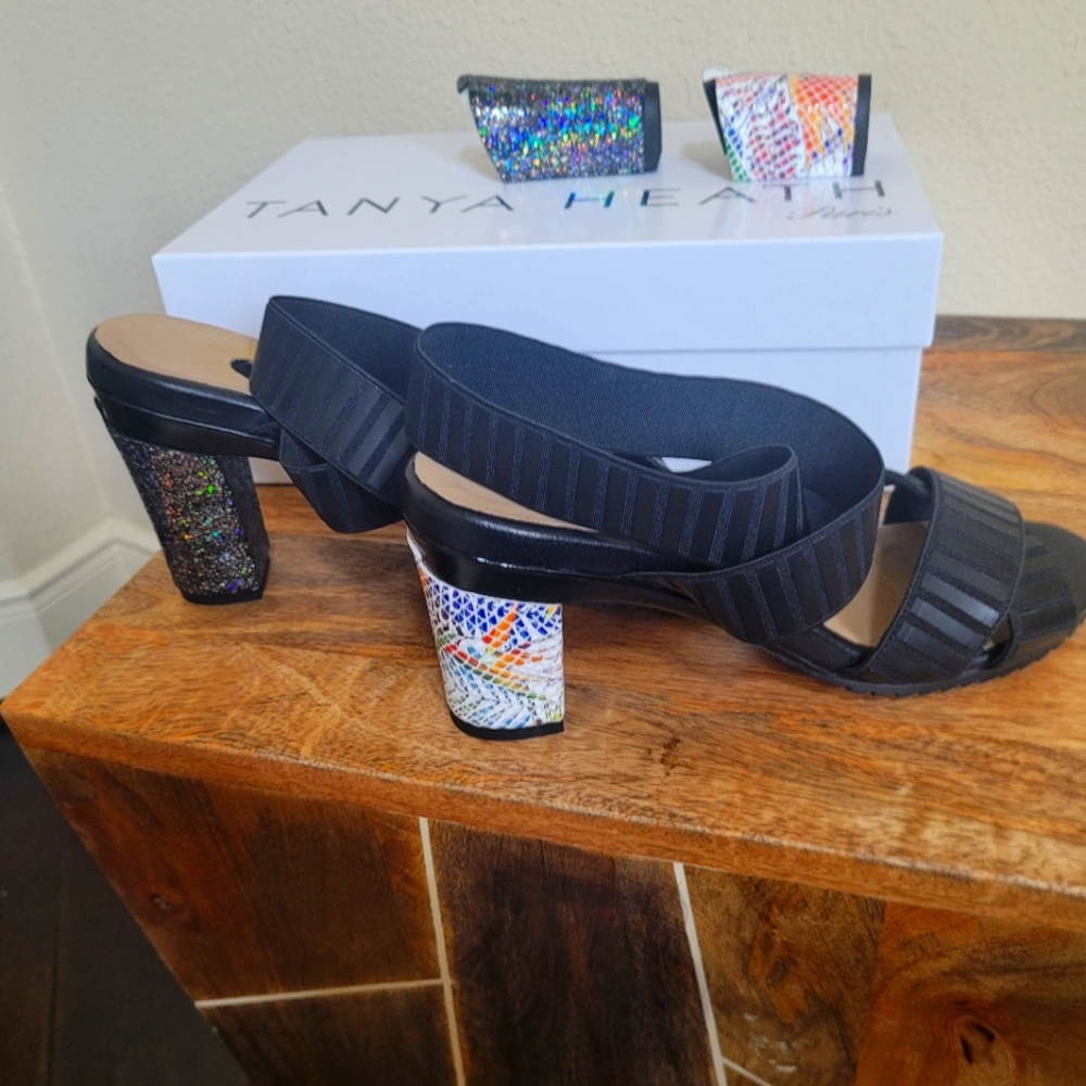 Tanya Heath Jess Vador Vegan black Sandal. US size 8, EU size 38.5